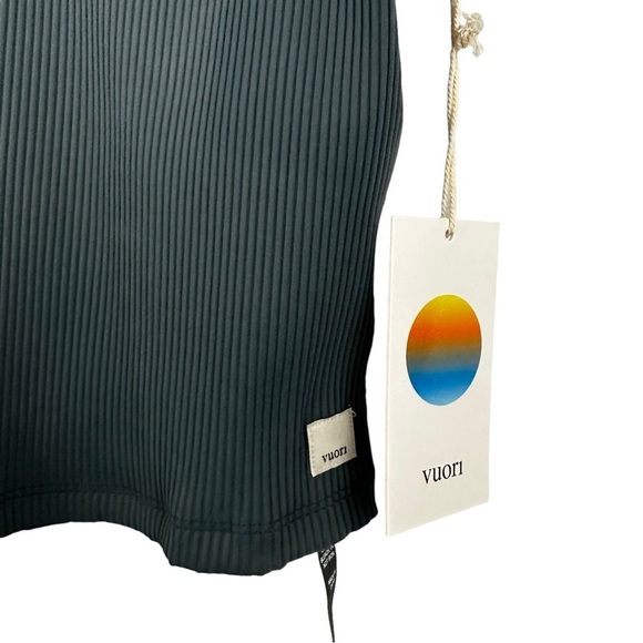 VUORI Strappy Rib Crop Tank in Stone - Picture 8 of 11